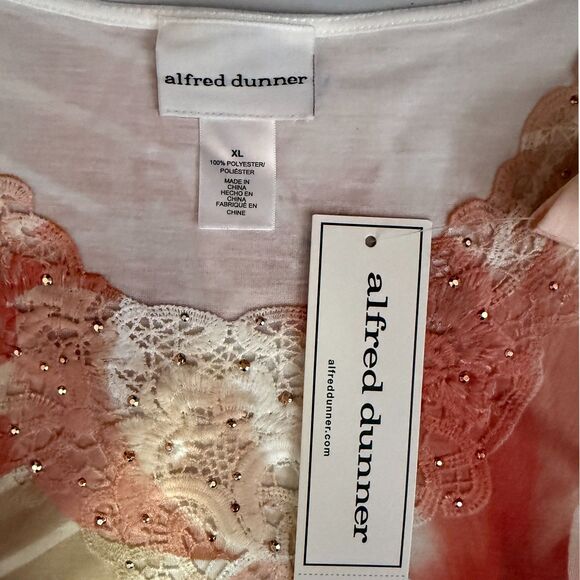 Alfred Dunner Beige & Pink Floral Beaded Applique Top Size XL - Picture 10 of 10